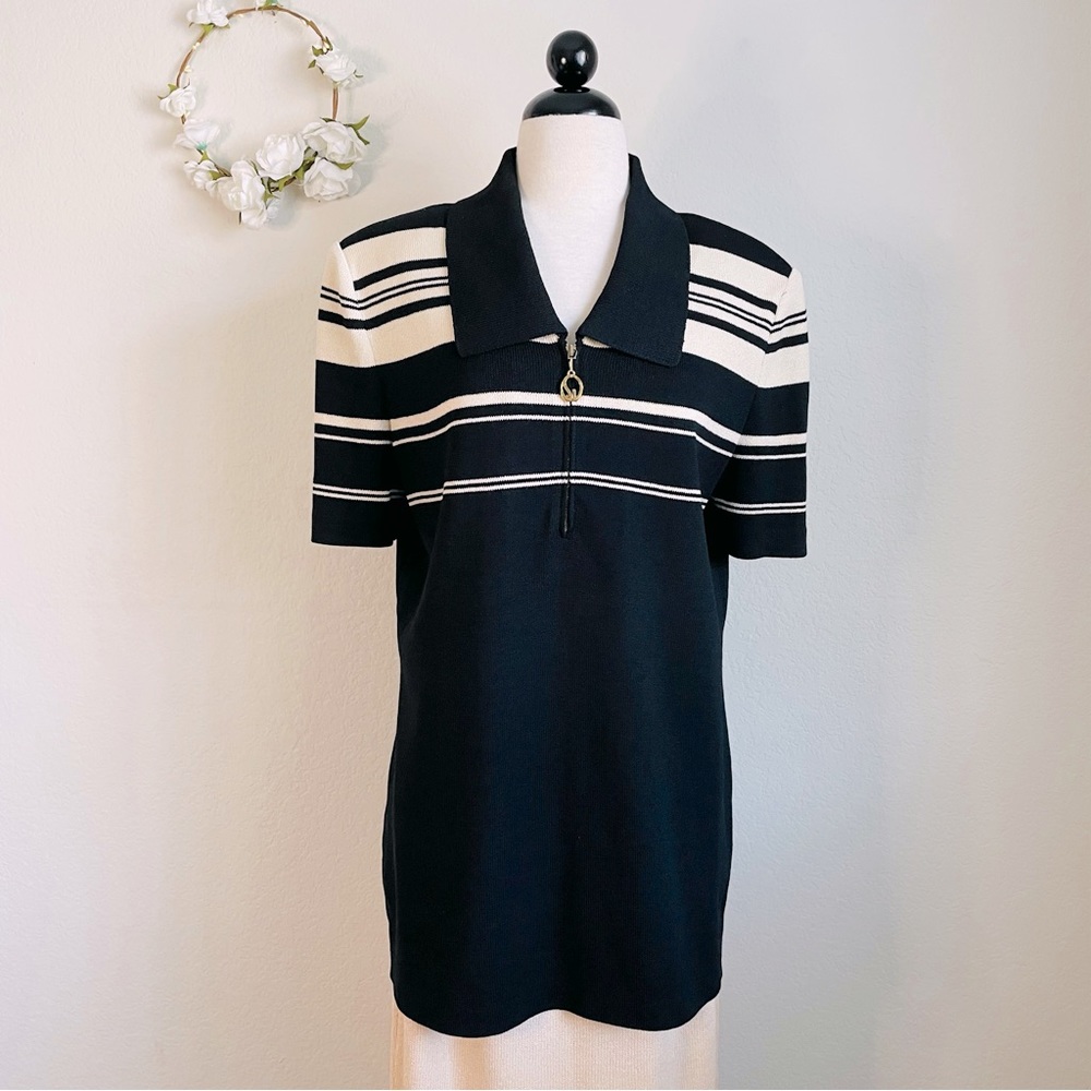 St. John Collection by Marie Gray Zip-Up Collared Blouse